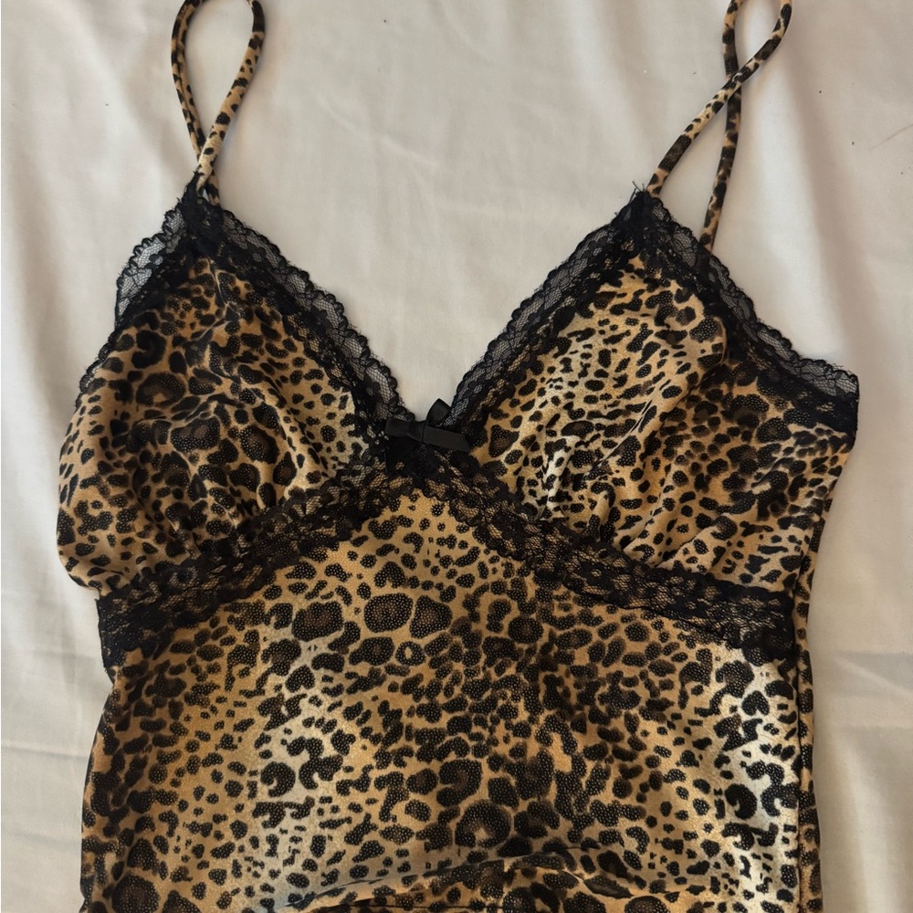 Leopard Print Lace Trim Cami
